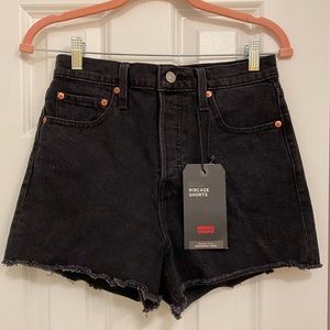 NWT Levi’s Premium Ribcage Super High Waisted Black Denim Shorts